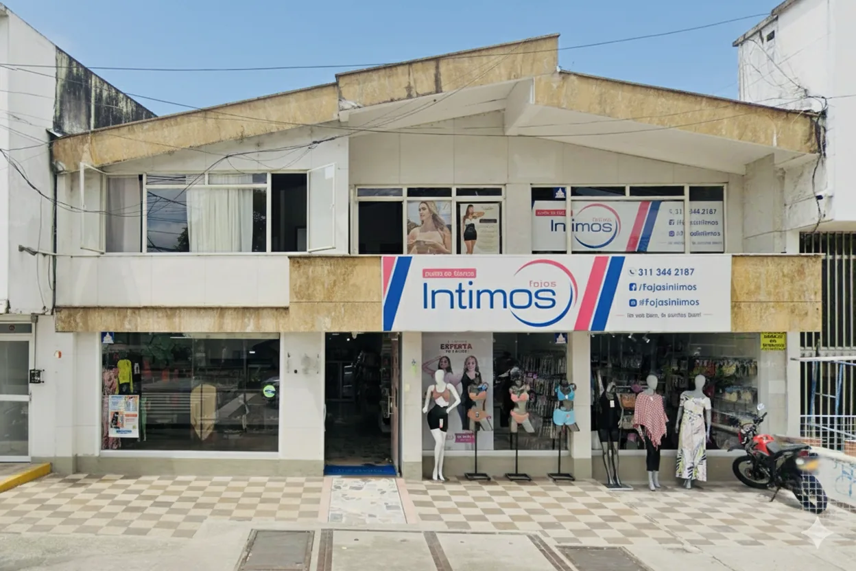 Fachada de la tienda Fajas Íntimos en Armenia, Quindío